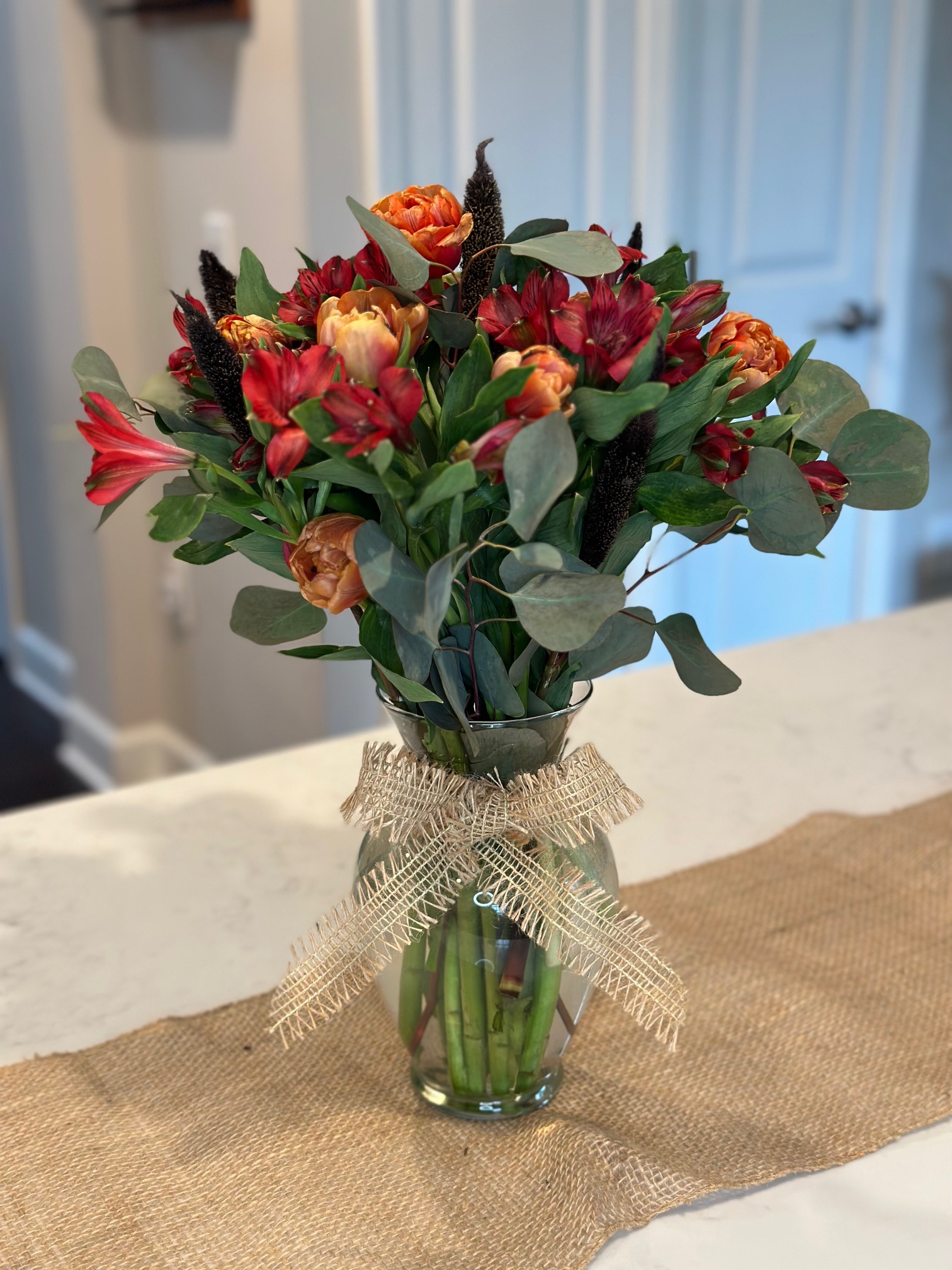 Orange Tulips and Peruvian Lilies