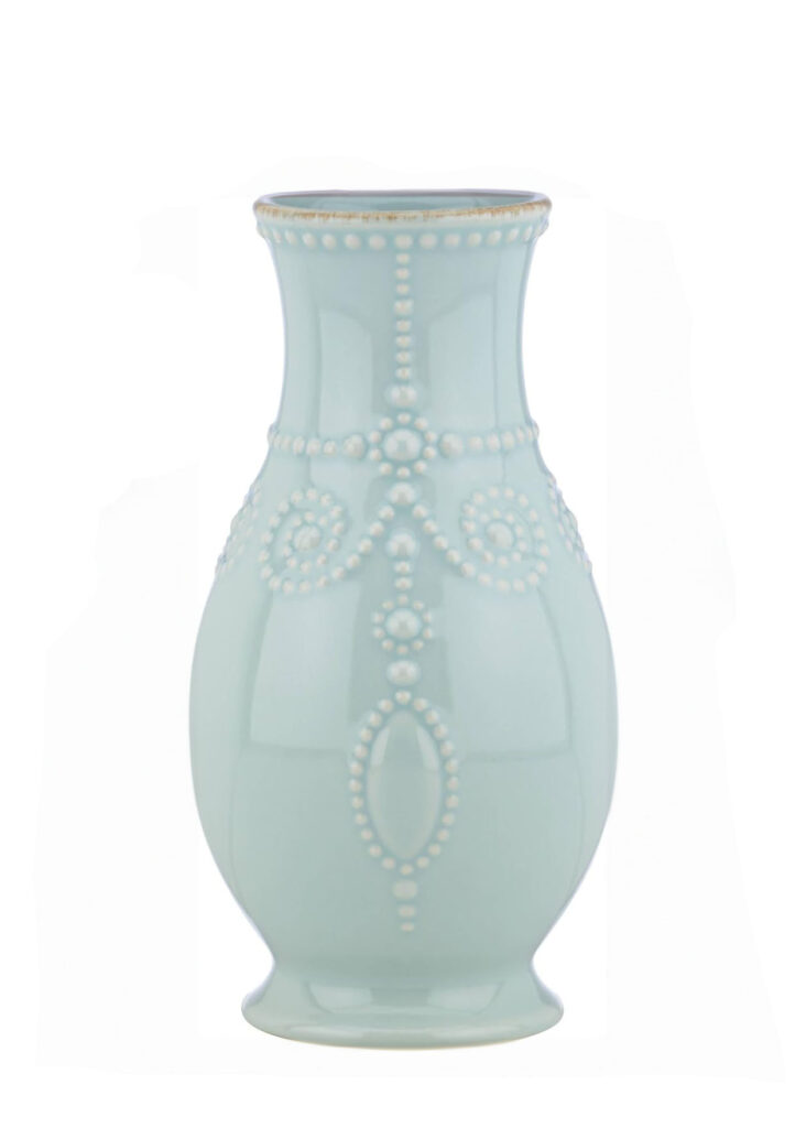 Lenox 8" fluted vase, French Perle Ice Blue, Light blue Floral Vase, Elegant, Floral supplies