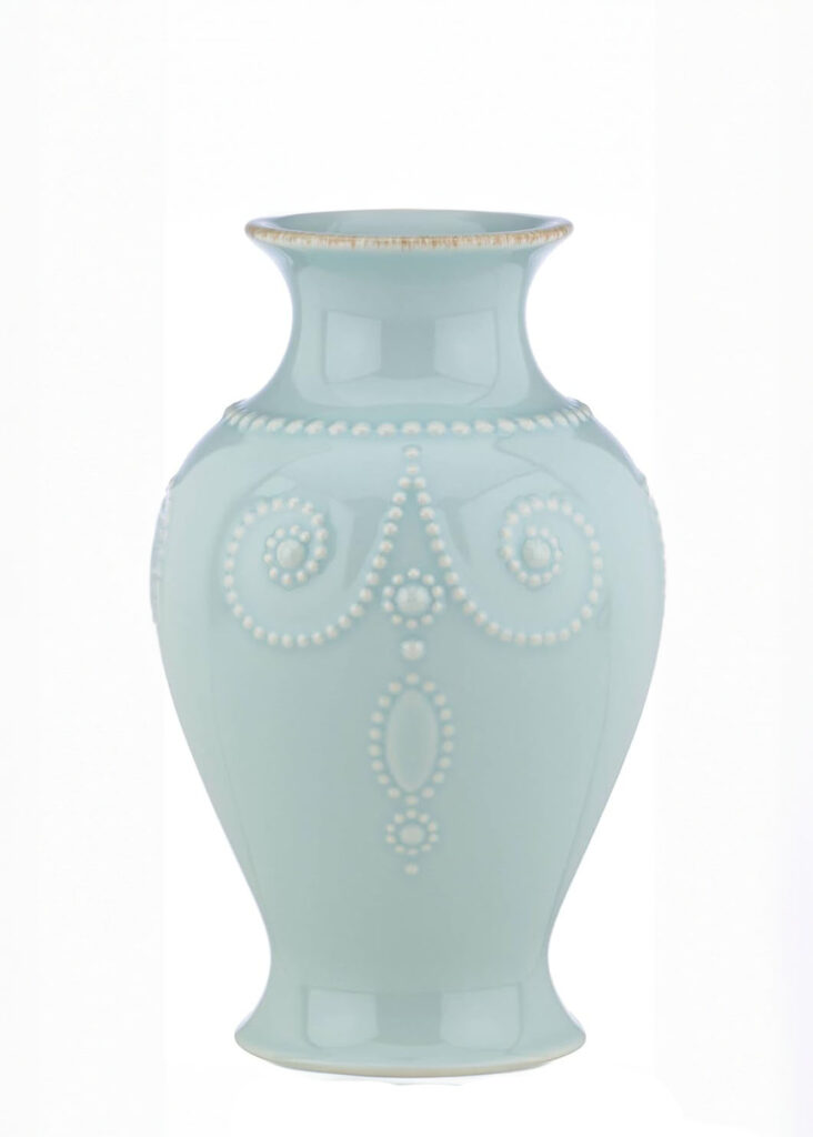 Lenox 8" Bouquet vase, French Perle Ice Blue, Light blue Floral Vase, Elegant, Floral supplies