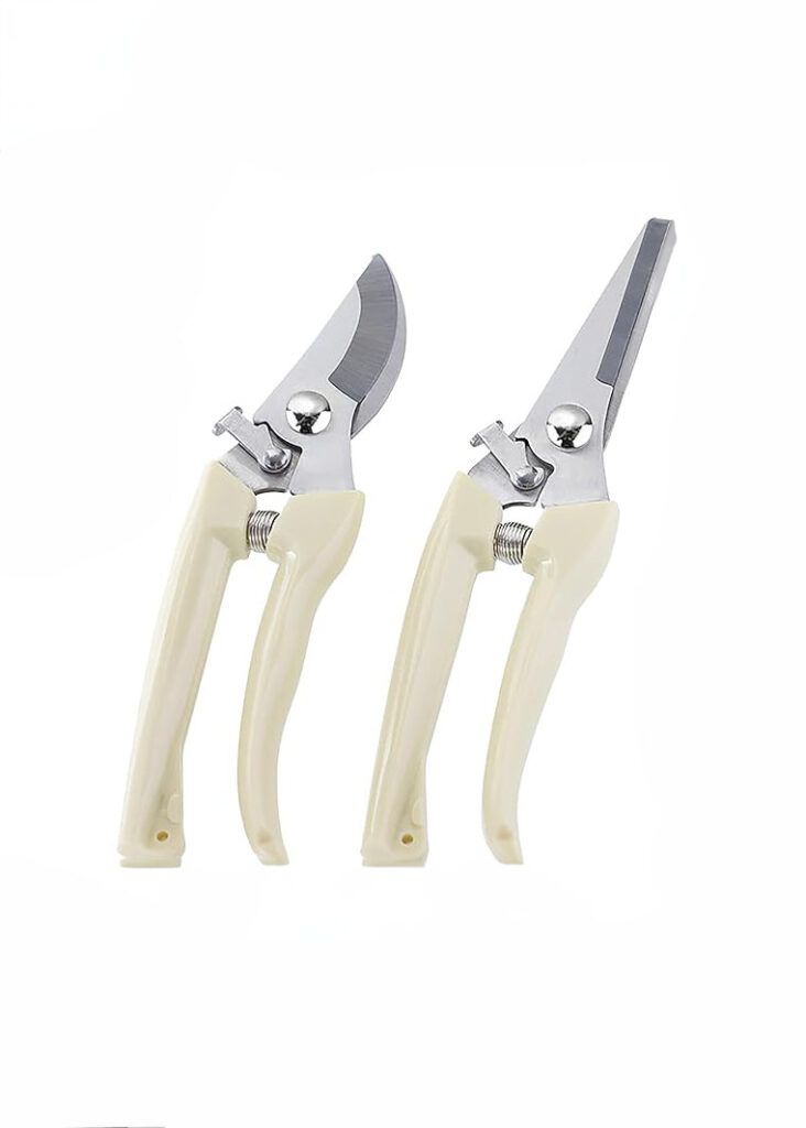 shear and pruning set, white rubber handles, Garden pruning shears, Floral supplies