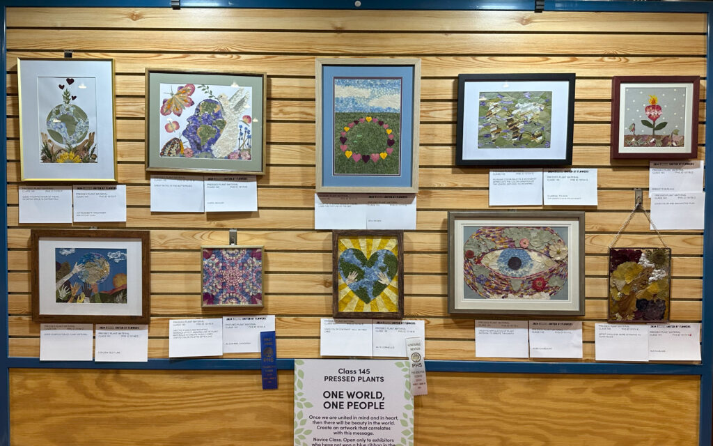 One world, one people, PHS 2024 Flower show, pressed plants, pressed flower art