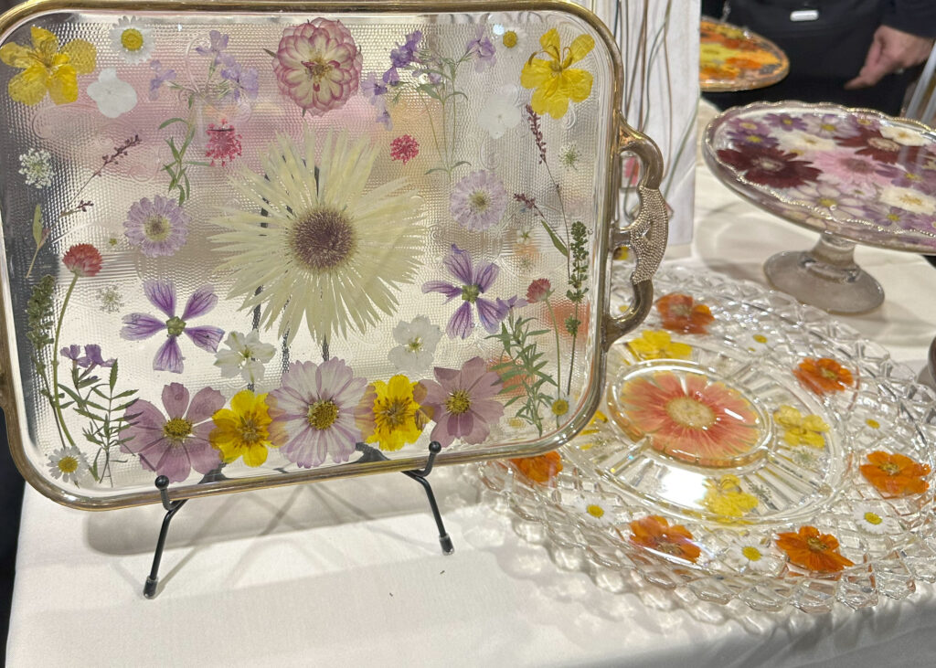 Beyond The Wildflowers PHS 2024 Flower Show, Pressed flowers, upcycled vintage glass, botanical art and floral preservation