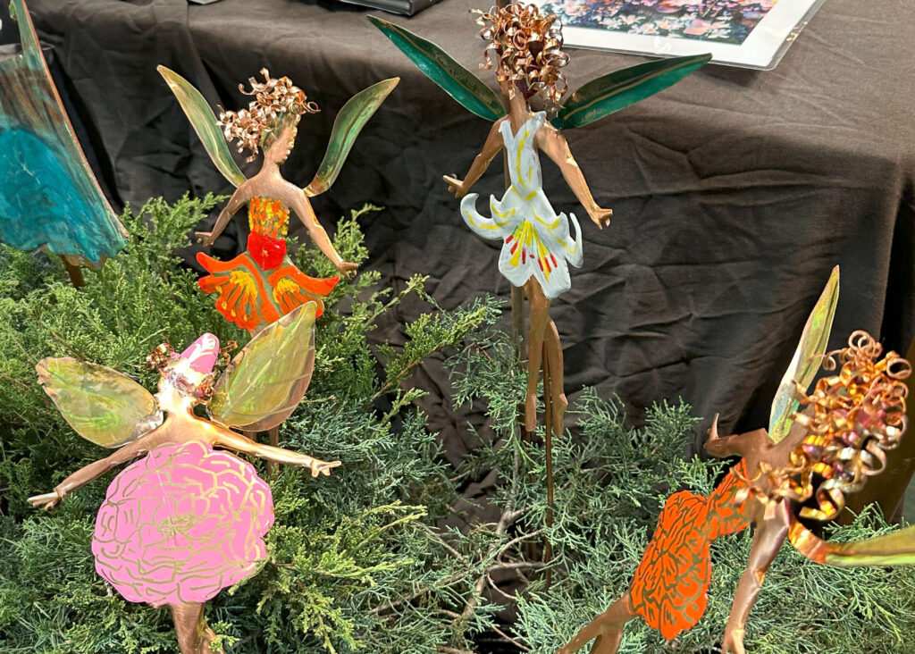 Copper Curls Sculpture, Copper Garden designs and art, garden fairies and mermaids, beautiful garden artwork whimsical garden