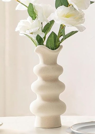 8.3 inch speckled white ceramic vase, home decor, floral accessories, flower arranging