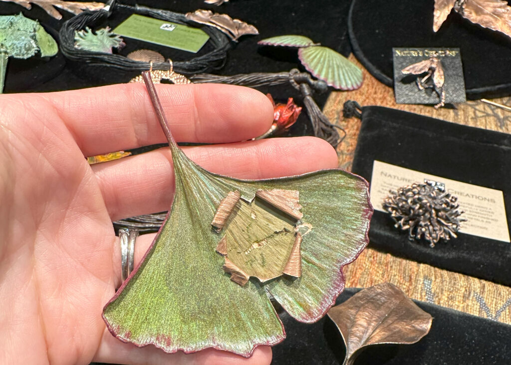 Leaf Pin preservation technique, electroforming nature, unique jewelry