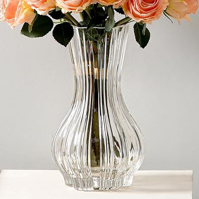 10 inch hand blown clear glass flower vase, home decor, floral accessories, floral supplies