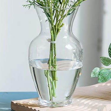 8 3/4" Clear Glass Garden Vase, Classic, Standard Vase, home decor, weddings, events, floral arranging, floral accessories