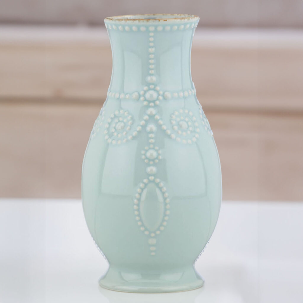 Lenox 8" fluted vase, French Perle Ice Blue, Light blue Floral Vase, Elegant, Floral supplies