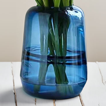 6inch blue glass vase, home decor, flower arrangements, floral accessories,