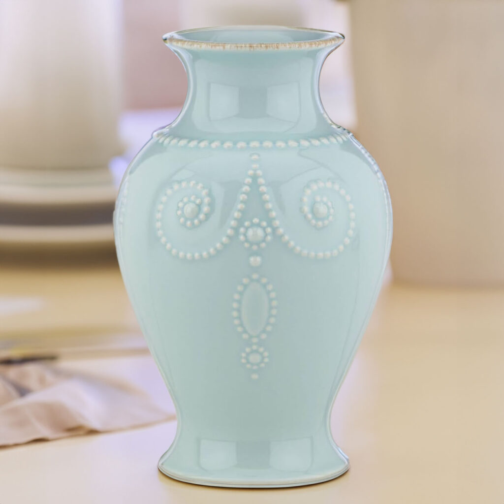 Lenox 8" Bouquet vase, French Perle Ice Blue, Light blue Floral Vase, Elegant, Floral supplies