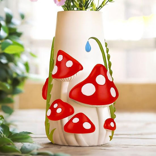 8 inch Mushroom Vase, unique vase, floral design, floral accessories, Home decor, fun colorful vase