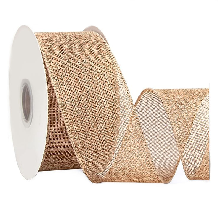 Burlap Ribbon Continuous 20 Yard 2.5 Inch Natural Wired Ribbon for Wreaths, Big Bows,Tree Decoration,Outdoor Decoration, floral accessories, floral design, flower arrangements,