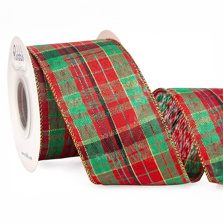 Christmas Ribbon Wired, Red and Green Plaid Ribbon 2-1/2 inch x Continuous 10 Yard, Christmas Tree Ribbon for Topper Bow, Christmas Wreath and Swag, Gift Wrapping, Tree Decoration holiday, floral accessories, floral design, flower arrangement